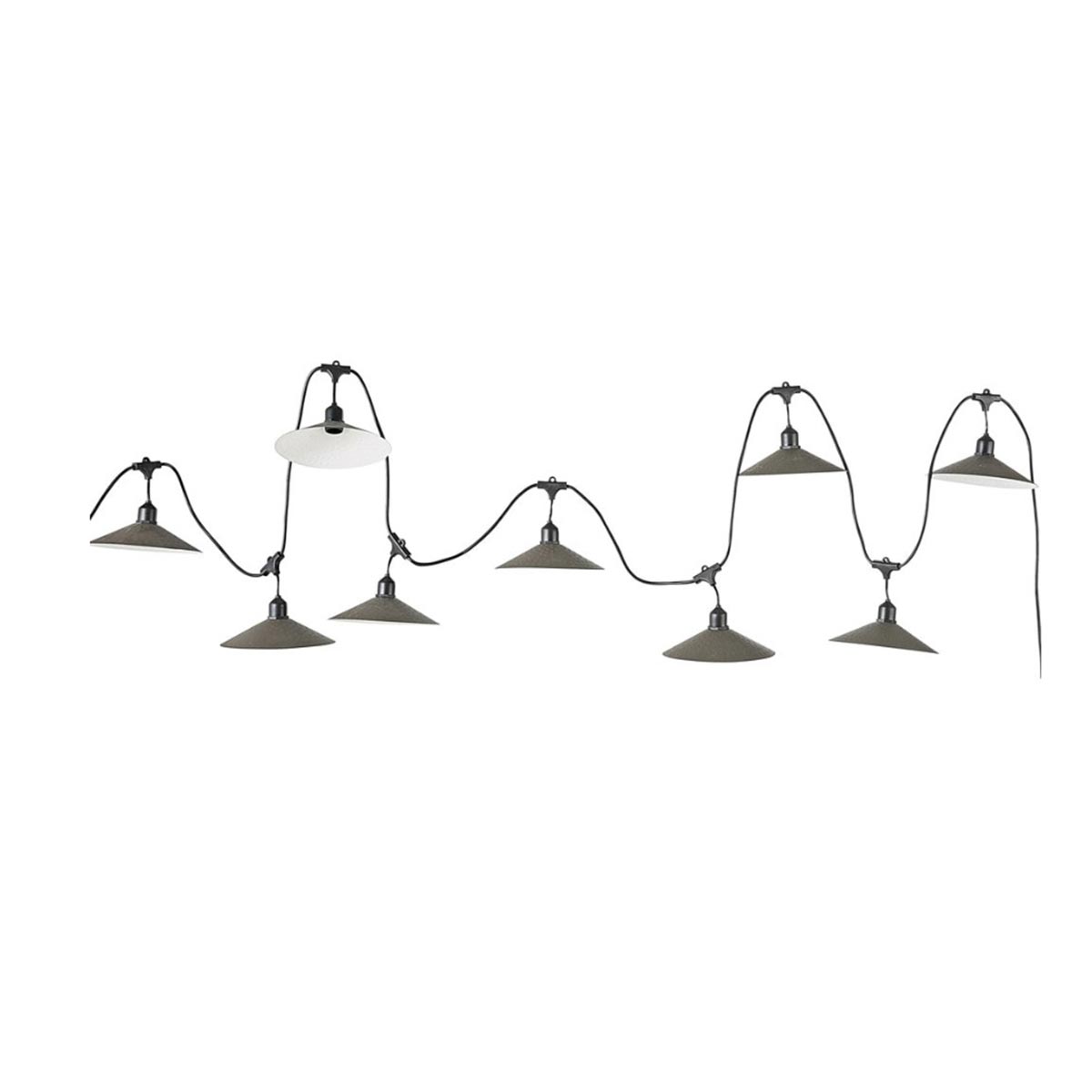 Guirlande lumineuse extérieur avec abat-jour en acier style vintage 10 douilles E27 VINTY 6m - REDDECO.com