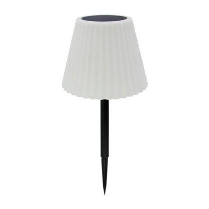 Lampe de table solaire 2 en 1 à planter ou à poser pied metal abat-jour ondulé LED blanc dimmable BOUFFANT H62cm - REDDECO.com