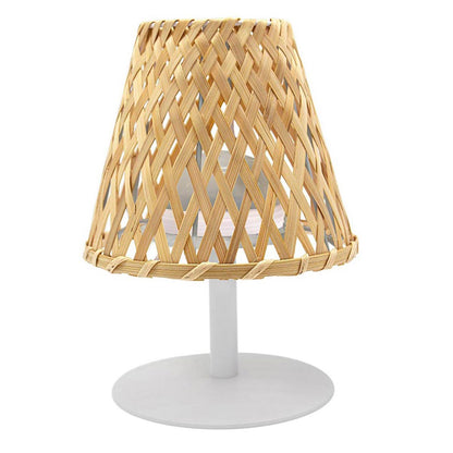 Lampe de table sans fil bambou naturel LED blanc chaud/blanc dimmable IBIZA H26cm - REDDECO.com