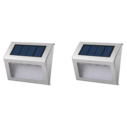 Lot de 2 projecteurs solaires inox applique murale escalier balisage LED blanc WALLY H10cm - REDDECO.com