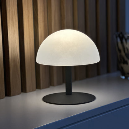 Lampe de table sans fil pied en acier gris LED blanc chaud/blanc dimmable NEPTUNE ROCK H20cm